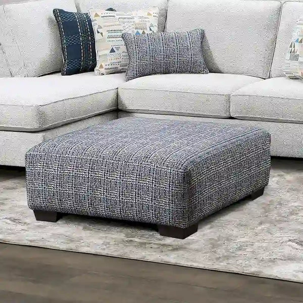 Frias Contemporary Multicolored Woven Fabric Pattern Ottoman by Furniture of America