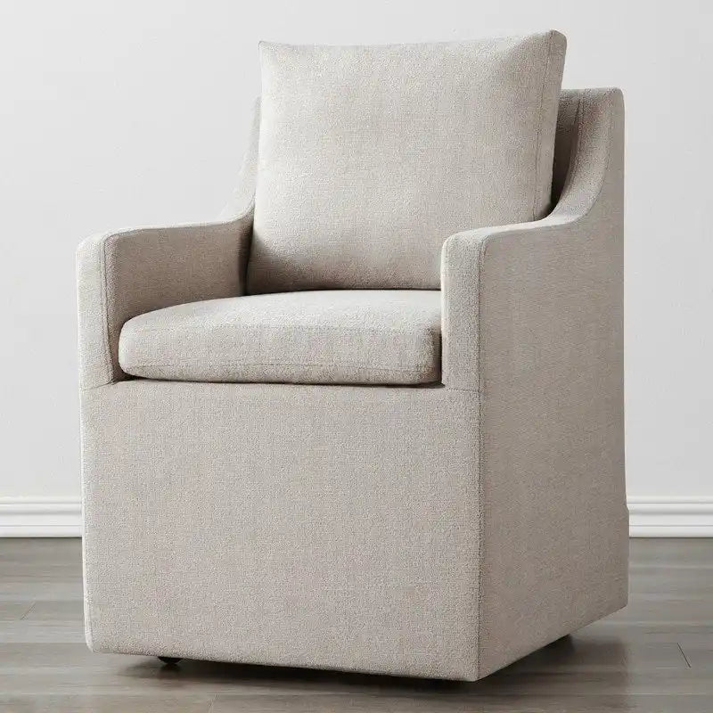 Modern Mobile Dining Arm Chair with Casters & Storage