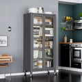 Open-Door Kitchen Shelving Floor-To-Ceiling Multilevel Household Microwave Storage Cabinet Bowls (no include stool)