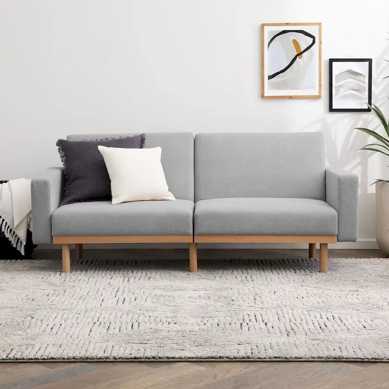 Upholstered Futon with Wood Base
