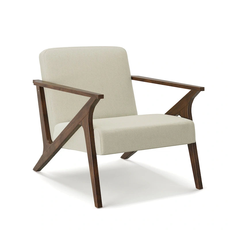 Mid-Century Modern Wood Frame Upholstered Accent Chair