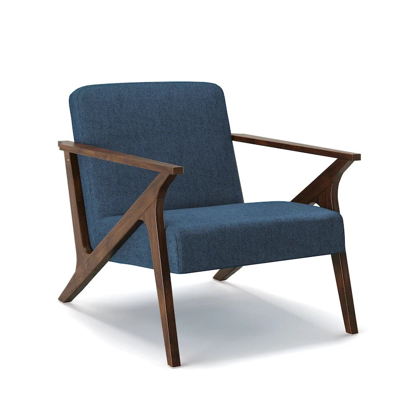 Mid-Century Modern Wood Frame Upholstered Accent Chair