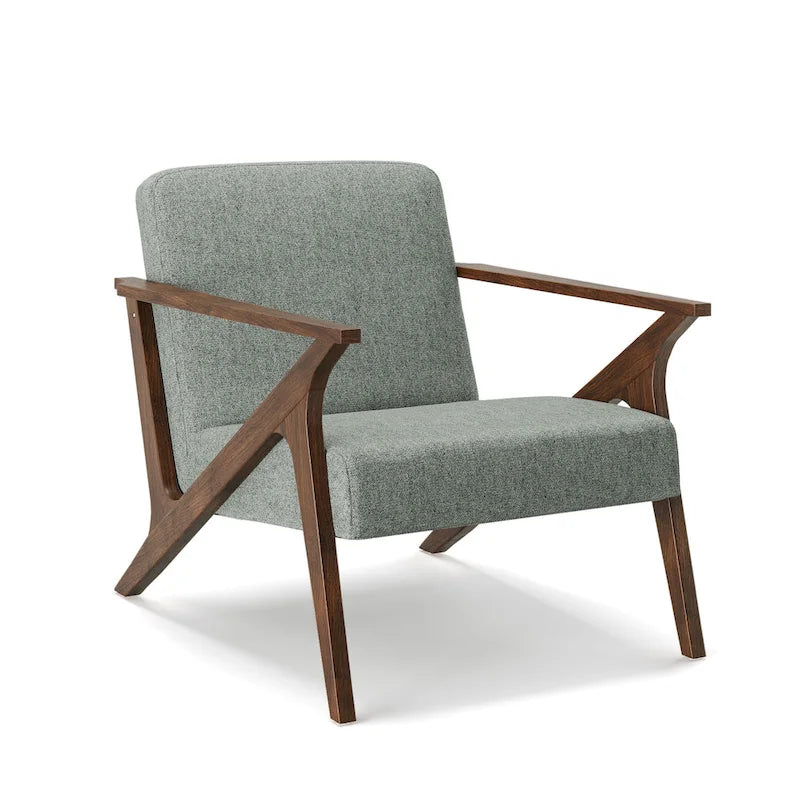 Mid-Century Modern Wood Frame Upholstered Accent Chair