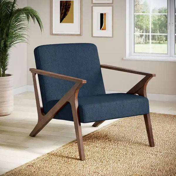 Mid-Century Modern Wood Frame Upholstered Accent Chair
