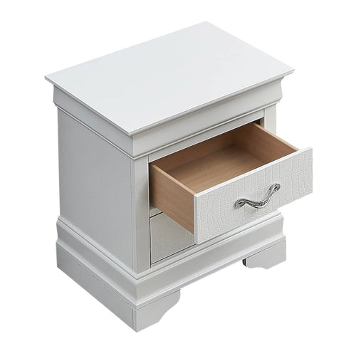 2-Drawer Textured Finish Wooden Nightstand