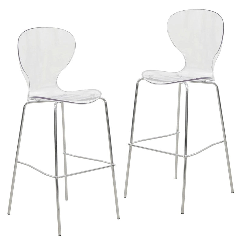 Acryl-Barhocker mit verchromtem Stahlgestell, 2er-Set