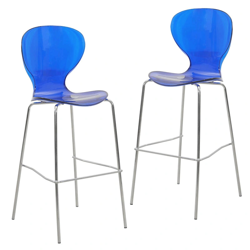 Acryl-Barhocker mit verchromtem Stahlgestell, 2er-Set