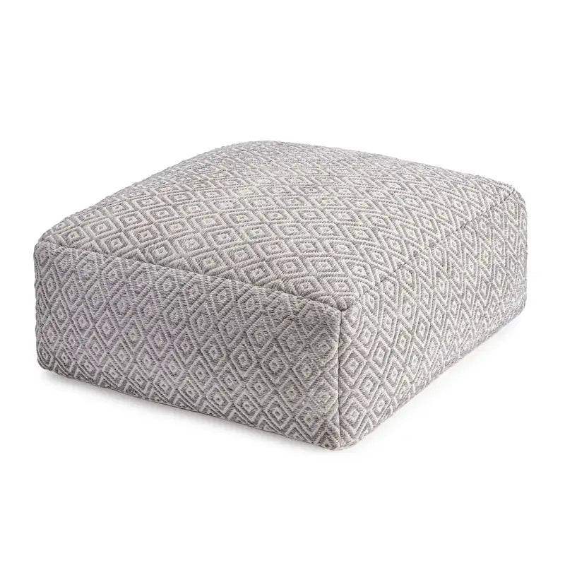 34-inch Beige Square Oversized Pouf Ottoman - Stylish Footrest for Living Room, Bedroom