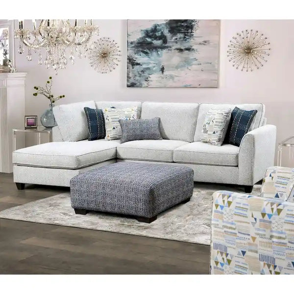 Contemporary Multicolored Woven Fabric Pattern Ottoman