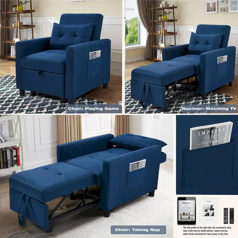 Single Sofa Bed with Pullout Sleeper with 1pc Lumbar pillow