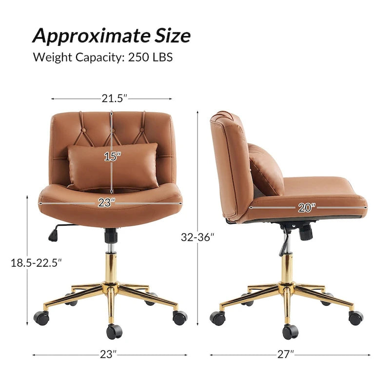 Modern Button-Tufted Swivel Tilting Office Chair with Pillow