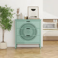 Hollow-Carved 3-Drawers Nightstand with Metal Handles