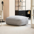 34-inch Beige Square Oversized Pouf Ottoman - Stylish Footrest for Living Room, Bedroom